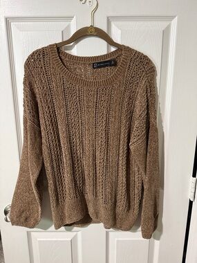 New York & Company Open Weave Taupe Sweater